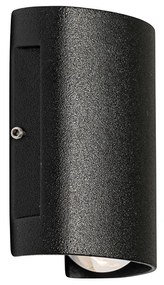 Aplică de perete exterioară neagră inclusiv LED 2 lumini IP54 - Silly