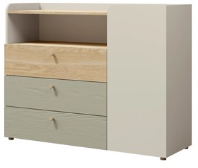Comodă Yoda 9 (bej deschis + stejar uleios + eucaliptus). 1087374