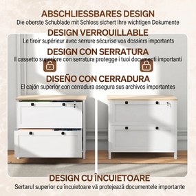 HOMCOM Dulap cu 2 sertare cu încuietoare, dulap de arhivare | Aosom Romania