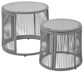 Set de lounge de grădină din 6 piese, frânghie împletită manual cu cadru din fier, 2x fotolii, 2x canapele cu 2 locuri și 2x mese, Gri