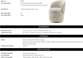 Scaun pivotant modern design LUX Chair Greer, Creststone beige