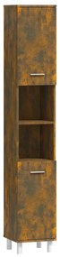 vidaXL Dulap de baie, stejar fumuriu, 30x30x179 cm, lemn prelucrat