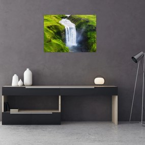 Tablou pe sticlă - Cascada Skogafoss (70x50 cm)