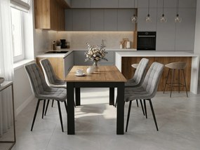 Scaun de masa SPLIT VELVET cu picioare negre, gri deschis