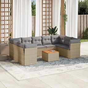 vidaXL Set canapele de grădină cu perne, 10 piese, bej, poliratan