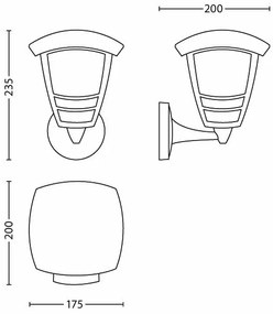 Philips 15380/30/16 - Corp de iluminat perete exterior MYGARDEN CREEK 1xE27/60W/230V