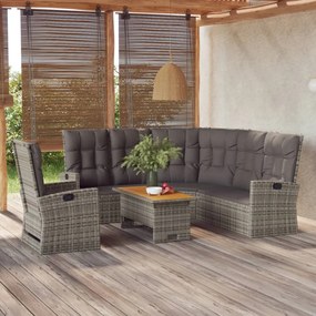 362178 vidaXL Set mobilier de grădină cu perne, 3 piese, gri, poliratan