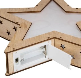 Stea de Crăciun din lemn cu efect 3D, 8 LED-uri