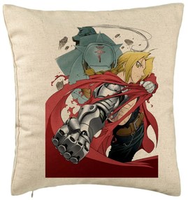 Perna Decorativa cu Full Metal Alchemist Edward Elric, 40x40 cm, Bej, Husa Detasabila, Burduf