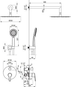 Arnika Titan Set de dus incastrat cu baterie , para de dus si dispersor fix, finisaj titanium NACD9QP