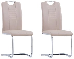 vidaXL Scaune de bucătărie cantilever 2 buc. cappuccino piele eco