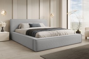 Pat tapițat Nirello 160x200 cu ladă de depozitare - catifea gri Castel 80