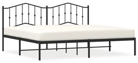 373796 vidaXL Cadru de pat metalic cu tăblie, negru, 200x200 cm