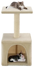 vidaXL Ansamblu pentru pisici, stâlpi cu funie de sisal, bej, 55 cm
