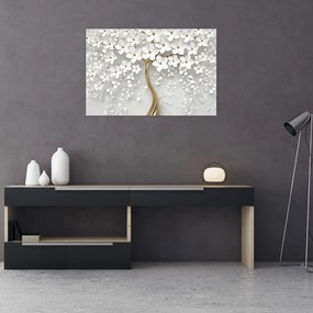 Tablou cu copac alb cu flori (90x60 cm)