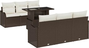 vidaXL Set de canapele pentru grădină cu pernă 7 pcs Maro Rattan poli