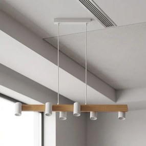 Brilagi - Lustră suspendată pe cablu SELE 6xGU10/30W/230V albă/finisaj stejar