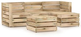 Set mobilier de gradina, 5 piese, lemn de pin verde tratat Verde, 5