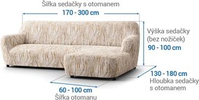Gaico Huse bielastice UNIVERSO NOU bej cu dungi canapea cu otoman dreapta (l. 170 - 300 cm)