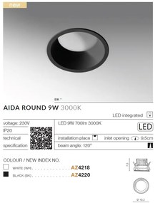Spot LED incastrabil tavan/plafon AIDA ROUND 9W alb