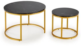 Set 2 mese de cafea Paola marmura neagra/auriu