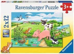 PUZZLE ANIMALE LA FERMA, 2X12 PIESE - RAVENSBURGER (RVSPC07582)