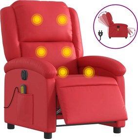 vidaXL Fotoliu electric de masaj rabatabil, roșu, piele ecologică