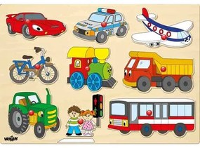 Puzzle Woody pe placă Mijloace de transport