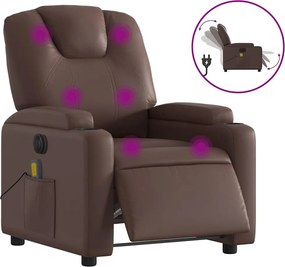 vidaXL Fotoliu electric de masaj rabatabil, maro, piele ecologică
