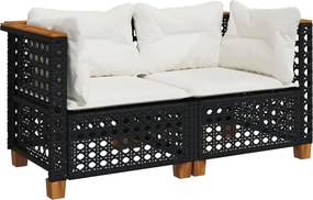 vidaXL Canapele de colț de grădină cu perne 2 buc. negru poliratan
