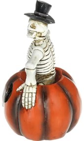 Decorațiune LED HALLOWEEN Retlux LED/2xLR44/alb cald, schelet în dovleac, rășină