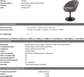 Scaun pivotant design elegant LUX O'Neill, cambon negru 115387 HZ