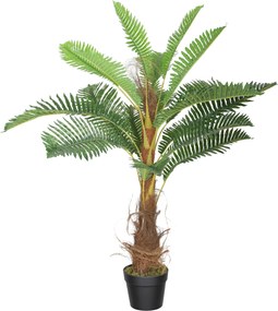 HOMCOM Palmier Artificial palmier 100 cm cu 21 frunze din PEVA, plantă decorativă cu ghiveci din plastic, verde | Aosom Romania