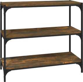 vidaXL Raft cărți stejar fumuriu 80x33x70,5 cm, lemn prelucrat și oțel