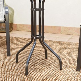 Outsunny Set Mobilier de Grădină din 3 Piese cu Scaune Suprapozabile și Masă din Sticlă, 54x71x93 cm, Gri Închis | Aosom Romania