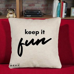 Perna Decorativa Keep It Fun, 40x40 cm, Bej Canapea, Husa Detasabila, Perna Inclusa, BEKZ®