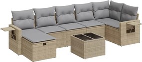 vidaXL Set canapele de grădină, 8 piese, cu perne, bej, poliratan