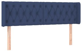 3119108 vidaXL Tăblie de pat cu aripioare, albastru, 147x16x78/88 cm textil