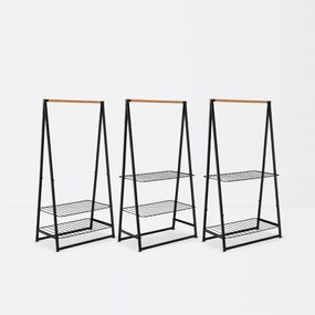 Suport multifuncțional pentru haine Brabantia Linn 1008930, 2 rafturi, Otel, Negru