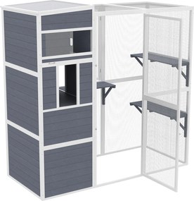 PawHut Cușcă pentru pisici în aer liber Casă din lemn cu 3 platforme acoperiș rezistent la intemperii zonă de odihnă pentru 3-4 pisici până la 10 kg Gri | Aosom Romania