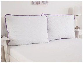 Patura quiltata pentru toate anotimpurile 140x200 cm cu perna STELLA LAVENDER 70x90 cm, alba