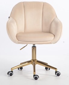 HR2055K Scaun Crem din Catifea cu Bază Aurie