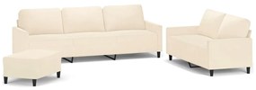 3153869 vidaXL Set de canapele cu perne, 3 piese, crem, catifea
