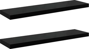 vidaXL Rafturi de perete, 2 buc., negru extralucios 90x23,5x3,8 cm MDF