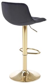 Scaun de bar H120 velvet negru/gold
