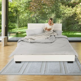 Pat matrimonial cu somieră, 160x200, piele eco albă, MIKEL