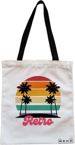 Sacosa de Panza pentru Cumparaturi, Geanta Tote, model Retro, Cu fermoar, 38x34.5 cm, Alba, BEKZ®