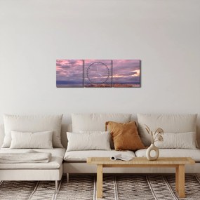 Tablou - Amurg la oraș (cu ceas) (90x30 cm)
