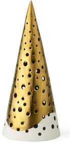 Sfeșnic din porțelan auriu Kähler Design Nobili, înălțime 19 cm