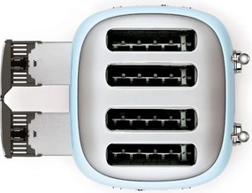Prăjitor de pâine SMEG 50's Style TSF03PBEU, 2000 W, 4 felii, 6 niveluri, Tava pentru firimituri, Cablu integrat, Oțel inoxidabil, Albastru